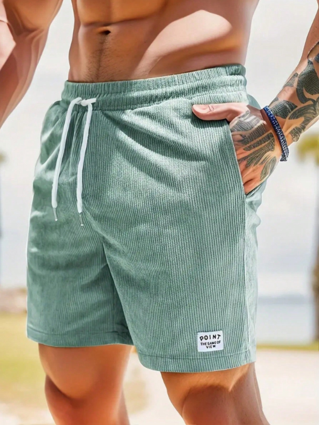 Men's Shorts with Elastic Waist and Drawstrings, Relaxed Fit