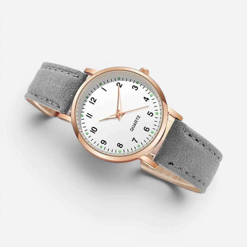 Quartz wristwatch with leather-look strap