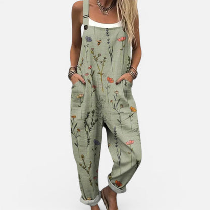Women's patterned dungaree with a wide cut