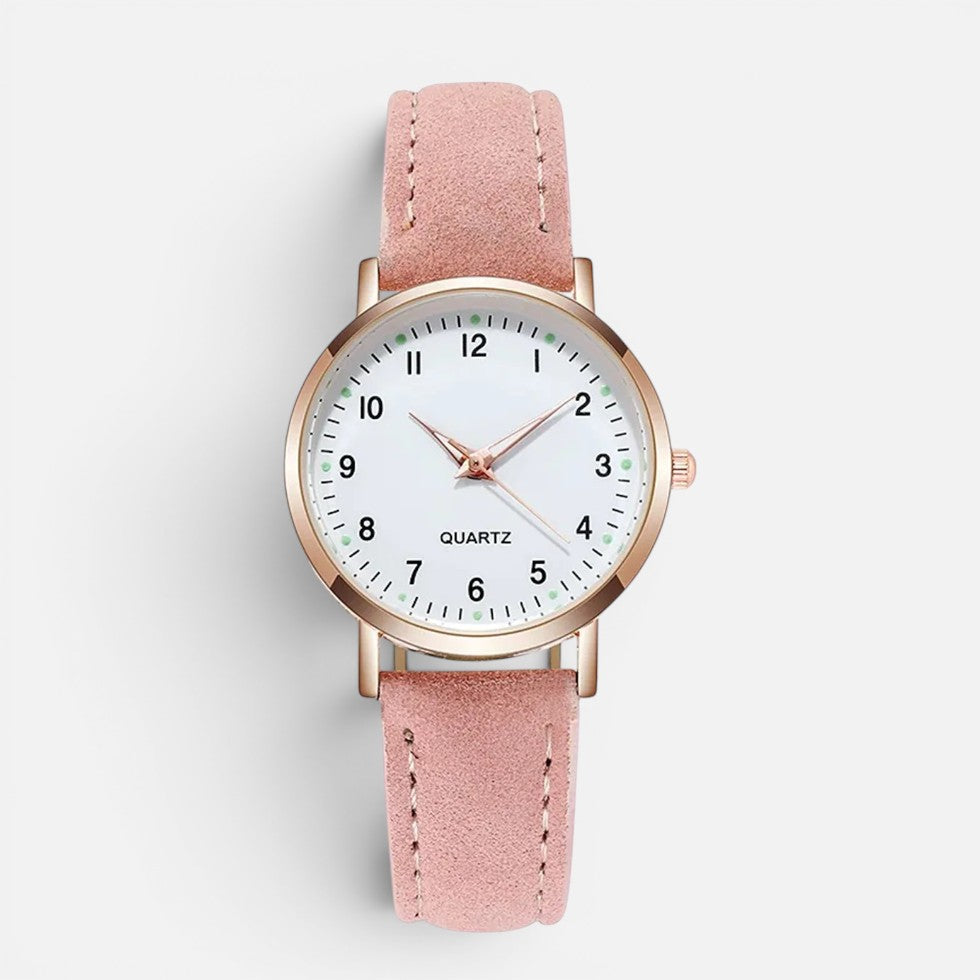 Quartz wristwatch with leather-look strap