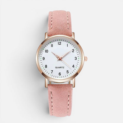 Quartz wristwatch with leather-look strap
