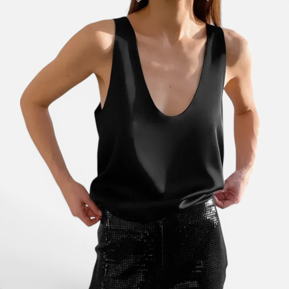 Women's sleeveless top with a deep neckline
