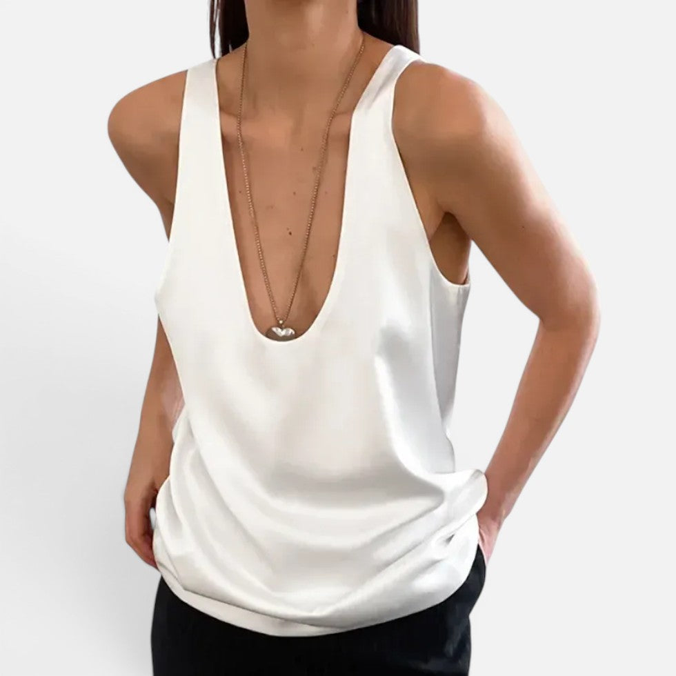 Women's sleeveless top with a deep neckline