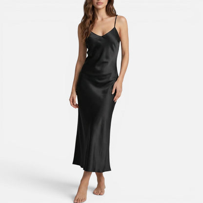 Silk Luxury Nightgown Sleepwear with Spaghetti Straps