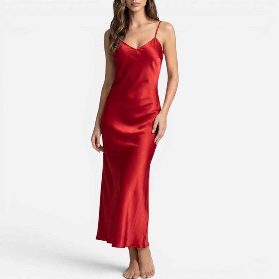 Silk Luxury Nightgown Sleepwear with Spaghetti Straps