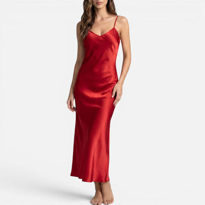 Silk Luxury Nightgown Sleepwear with Spaghetti Straps