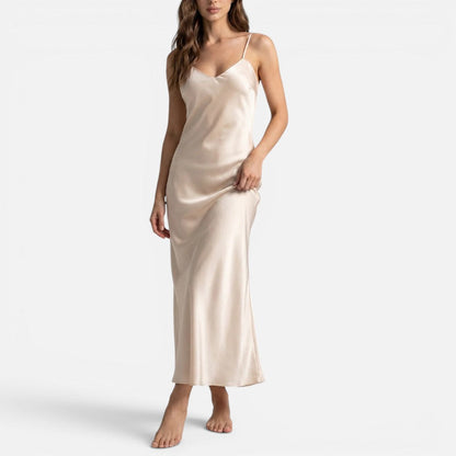 Silk Luxury Nightgown Sleepwear with Spaghetti Straps