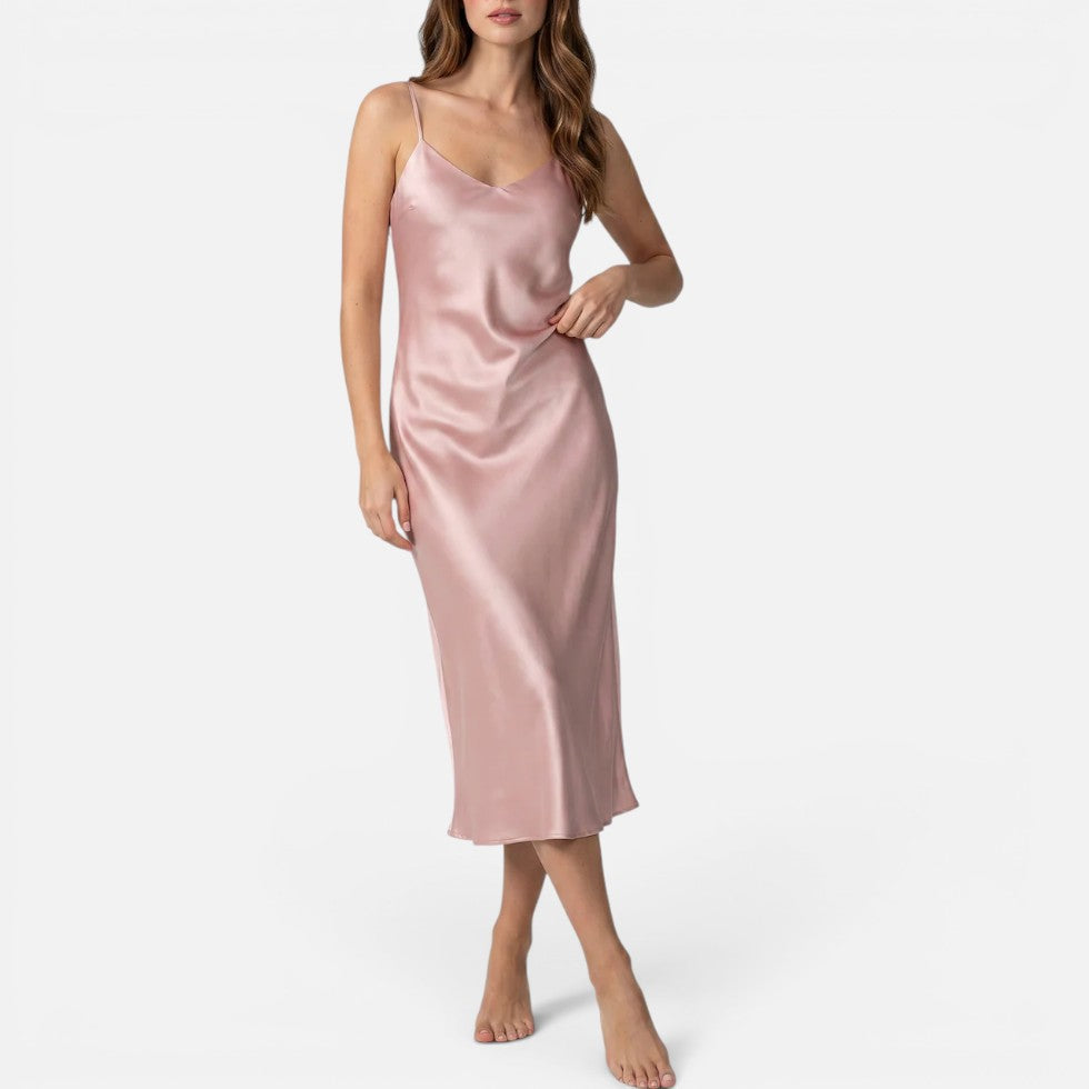 Silk Luxury Nightgown Sleepwear with Spaghetti Straps
