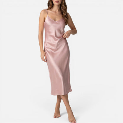 Silk Luxury Nightgown Sleepwear with Spaghetti Straps