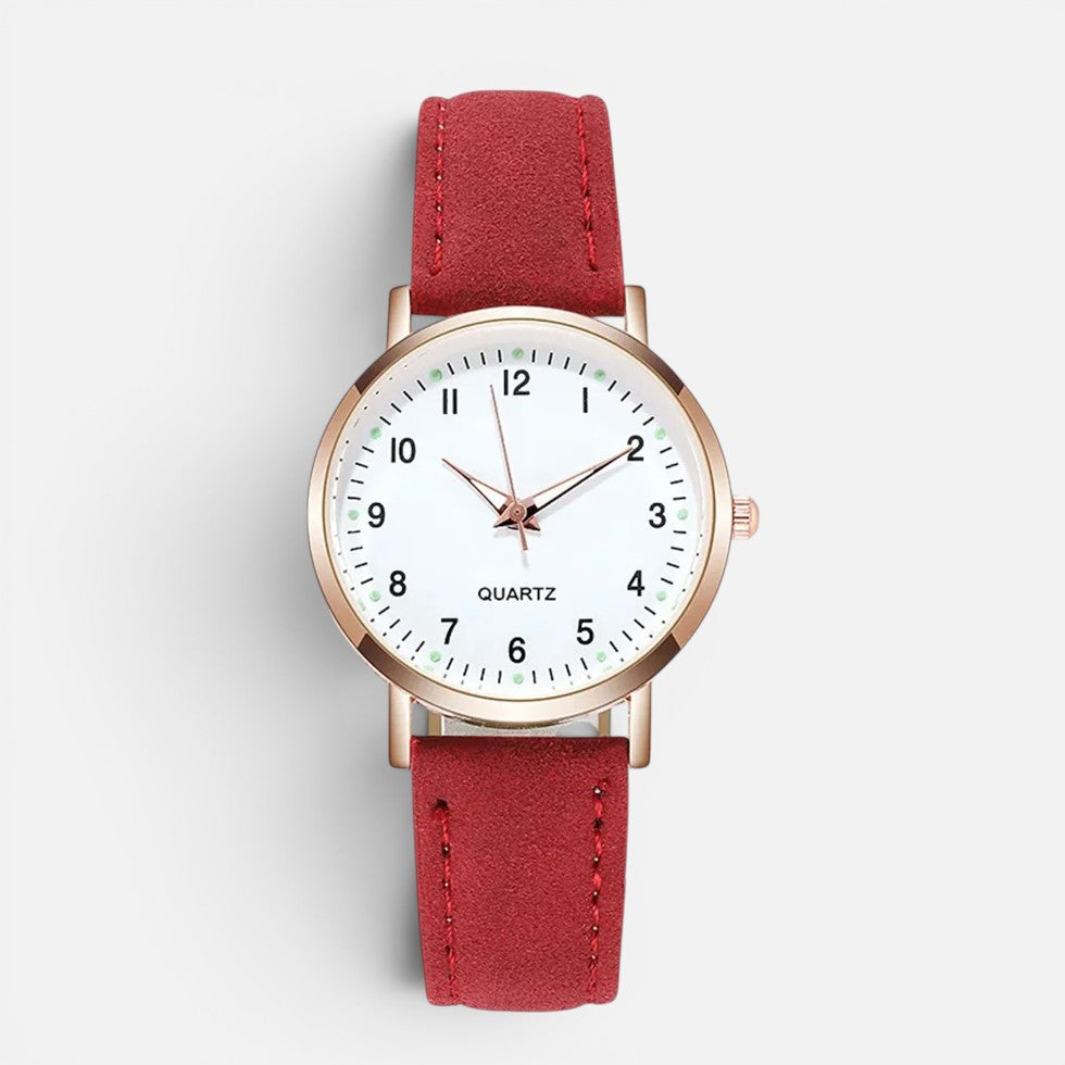 Quartz wristwatch with leather-look strap