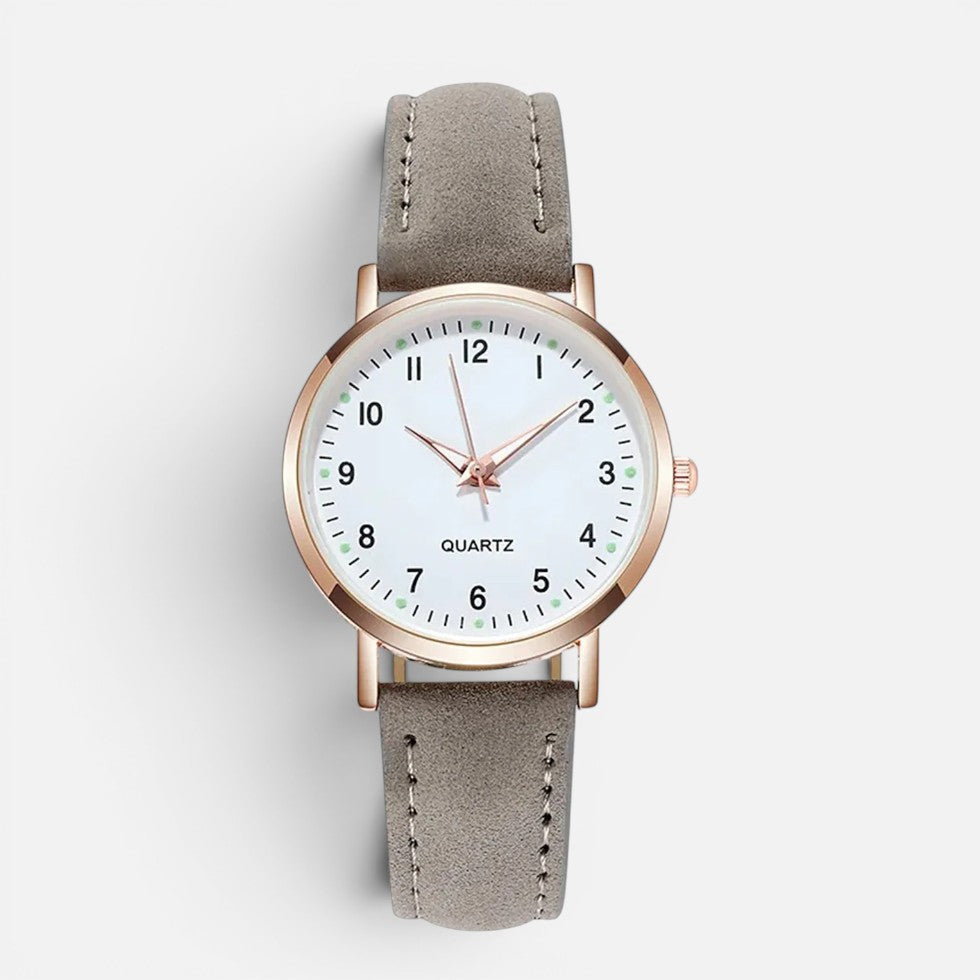 Quartz wristwatch with leather-look strap