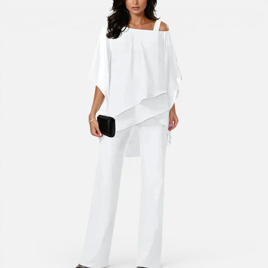 Women's two-piece set with wide legs and a loose top
