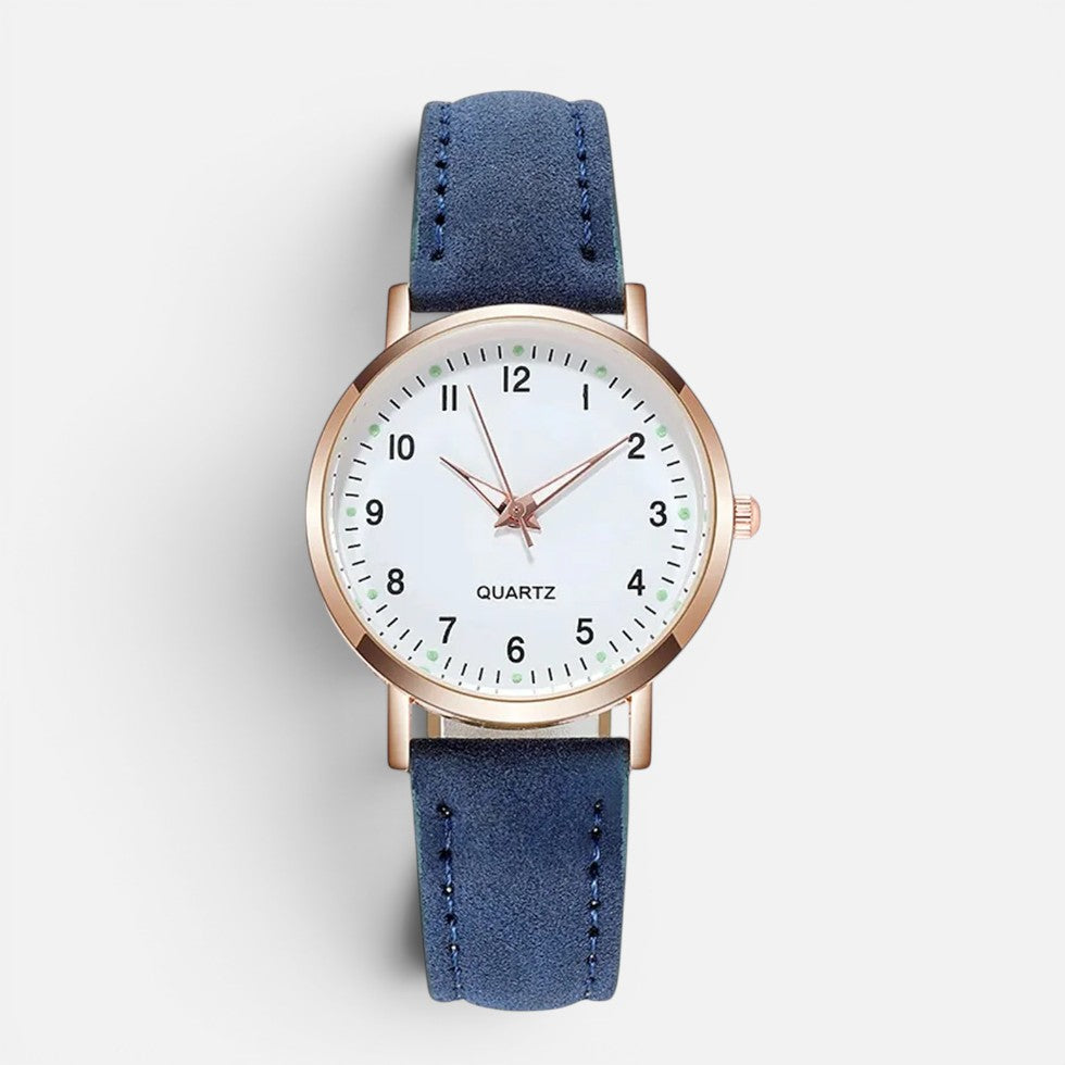 Quartz wristwatch with leather-look strap