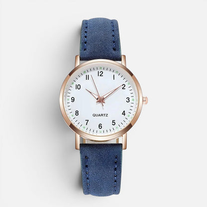 Quartz wristwatch with leather-look strap