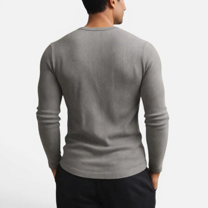 Slim fit ribbed long-sleeved shirt with button placket