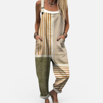 Women's patterned dungaree with a wide cut