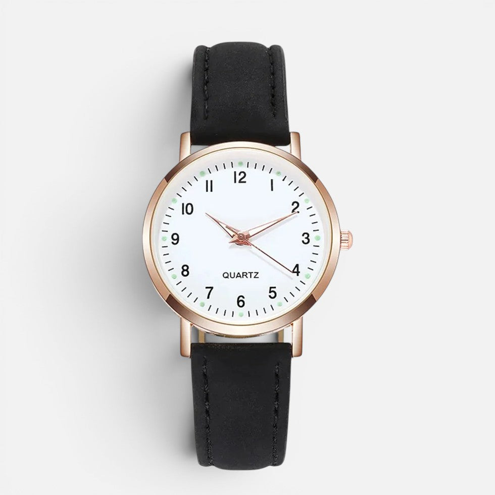 Quartz wristwatch with leather-look strap