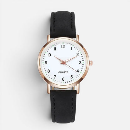 Quartz wristwatch with leather-look strap