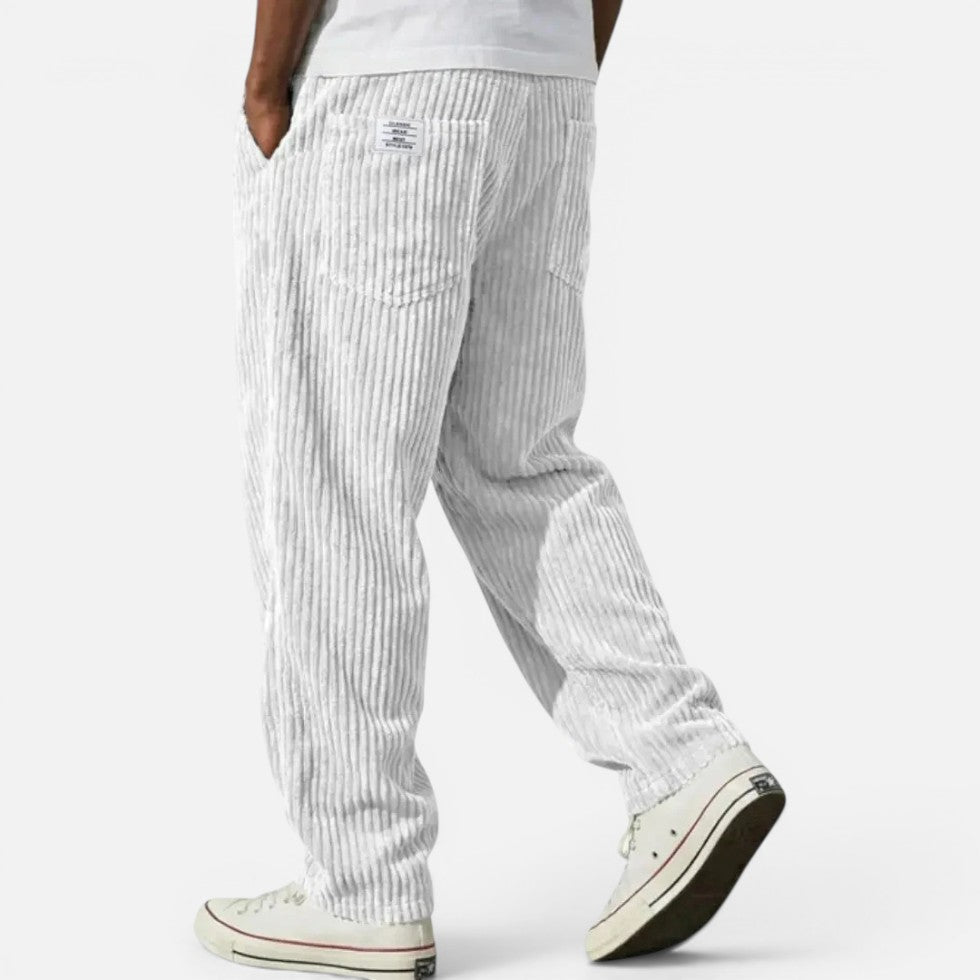 Men's corduroy trousers with a wide cut and elastic waistband