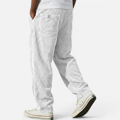 Men's corduroy trousers with a wide cut and elastic waistband