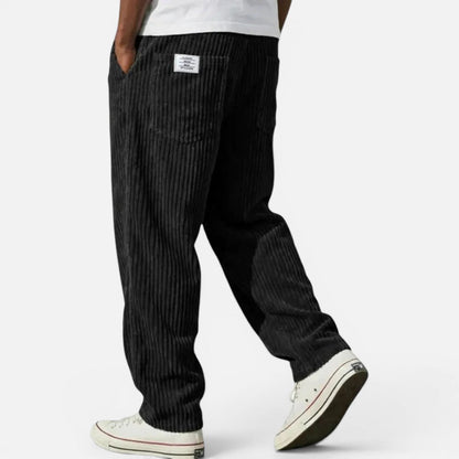 Men's corduroy trousers with a wide cut and elastic waistband