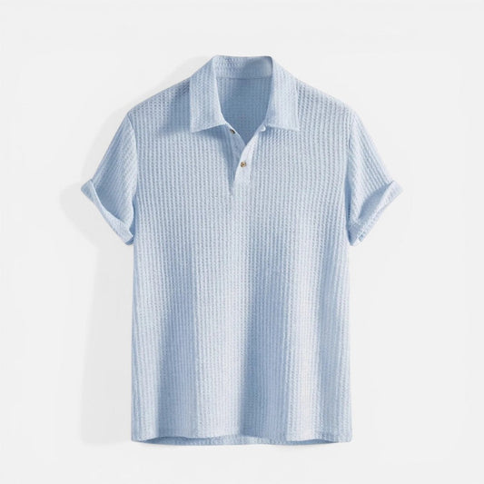 Men's short-sleeved polo shirt in textured fabric