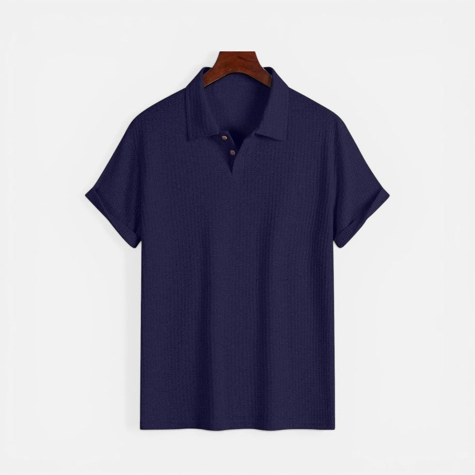 Men's short-sleeved polo shirt in textured fabric