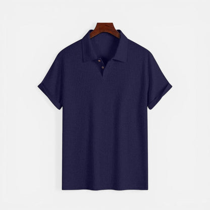 Men's short-sleeved polo shirt in textured fabric