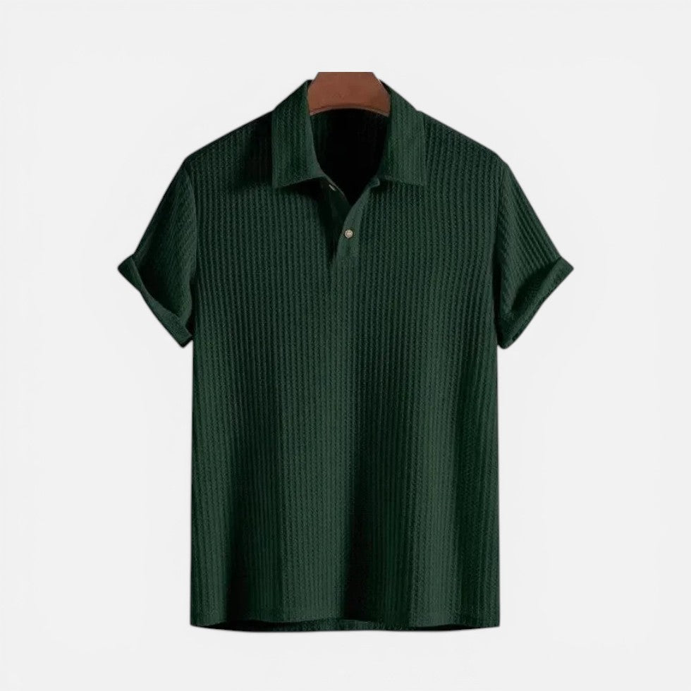 Men's short-sleeved polo shirt in textured fabric