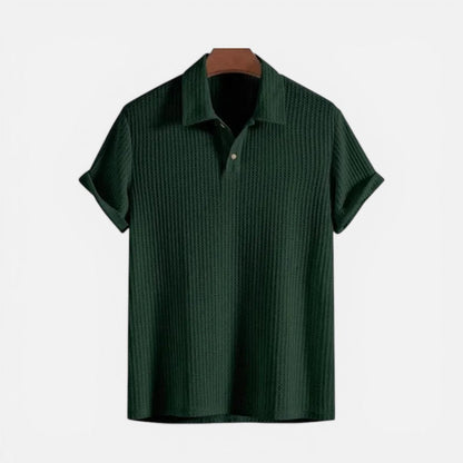 Men's short-sleeved polo shirt in textured fabric