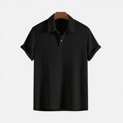 Men's short-sleeved polo shirt in textured fabric