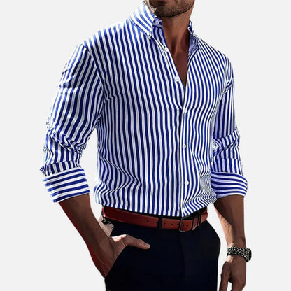 Men's shirt with stripes and button placket