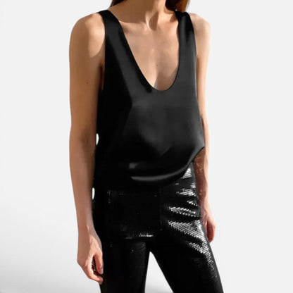 Women's sleeveless top with a deep neckline