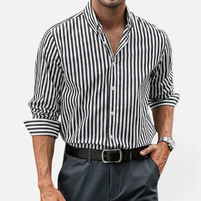 Men's shirt with stripes and button placket