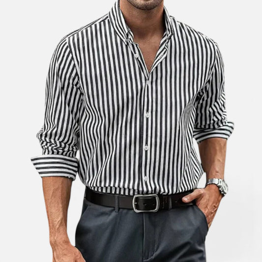 Men's shirt with stripes and button placket