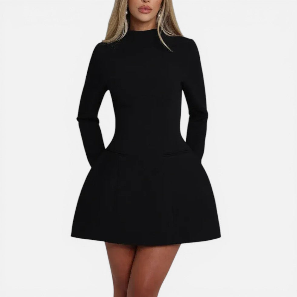 Mini dress with long sleeves and open back