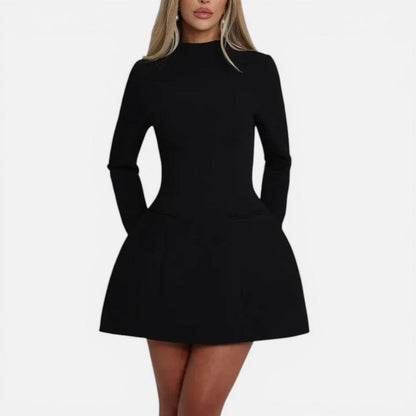 Mini dress with long sleeves and open back