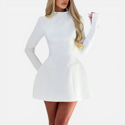 Mini dress with long sleeves and open back