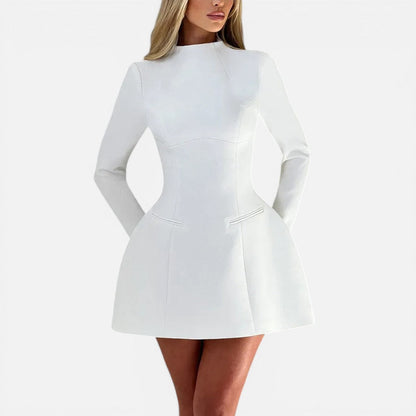 Mini dress with long sleeves and open back