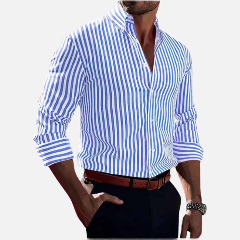 Men's shirt with stripes and button placket