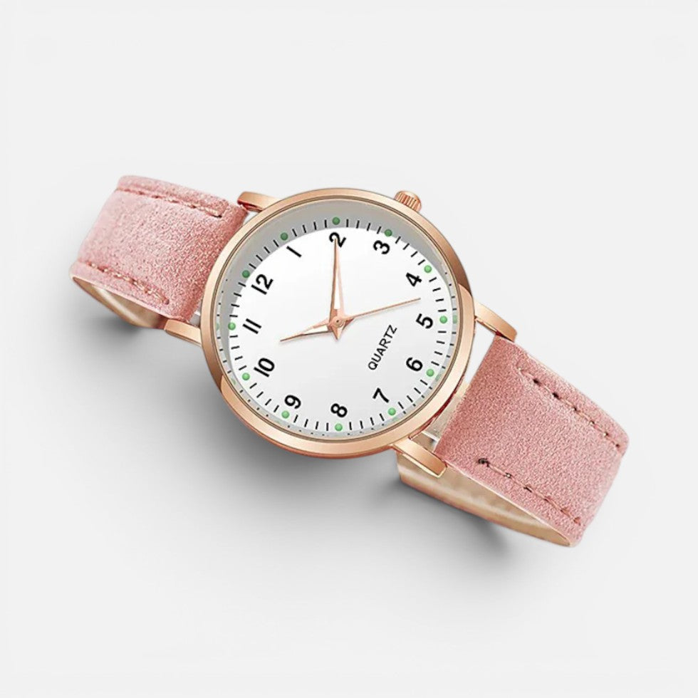 Quartz wristwatch with leather-look strap