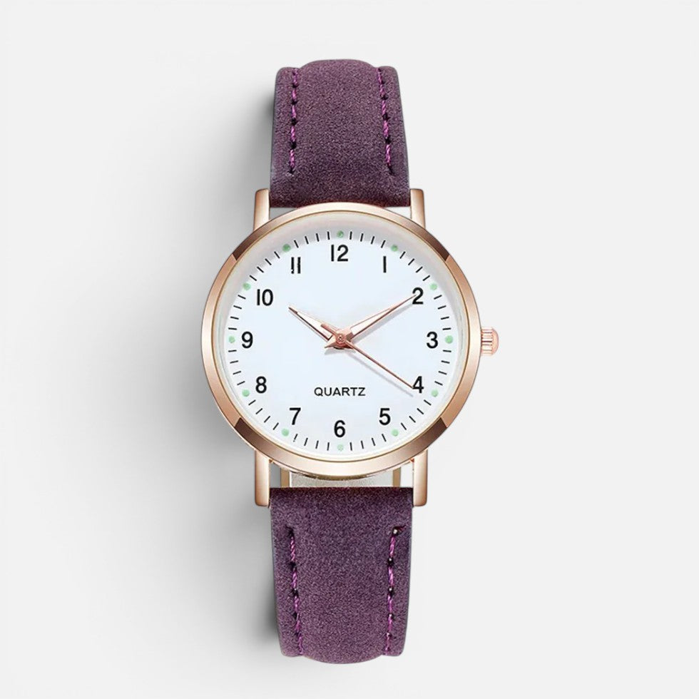 Quartz wristwatch with leather-look strap