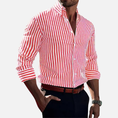 Men's shirt with stripes and button placket
