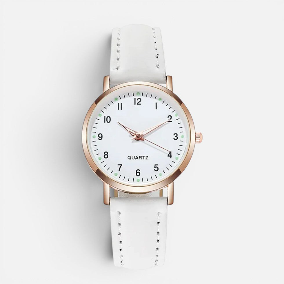 Quartz wristwatch with leather-look strap