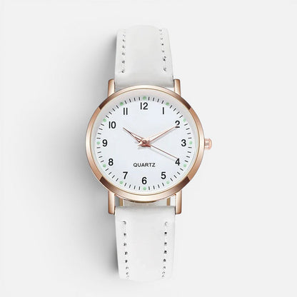 Quartz wristwatch with leather-look strap