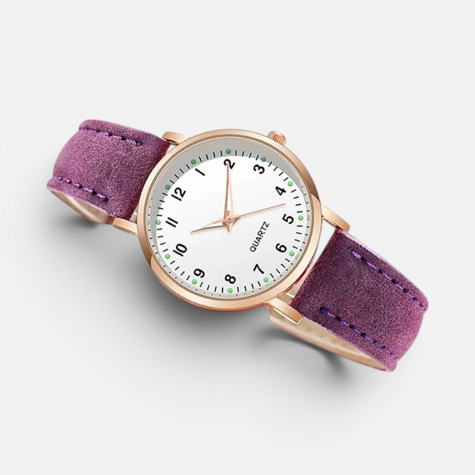 Quartz wristwatch with leather-look strap