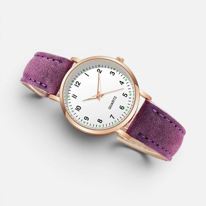 Quartz wristwatch with leather-look strap