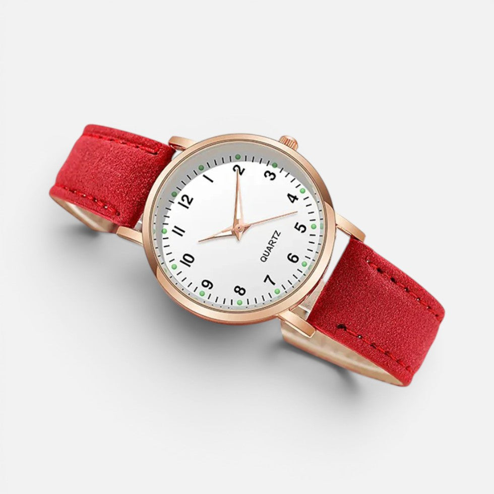 Quartz wristwatch with leather-look strap