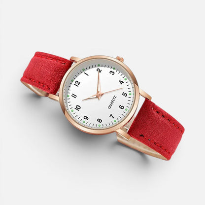 Quartz wristwatch with leather-look strap
