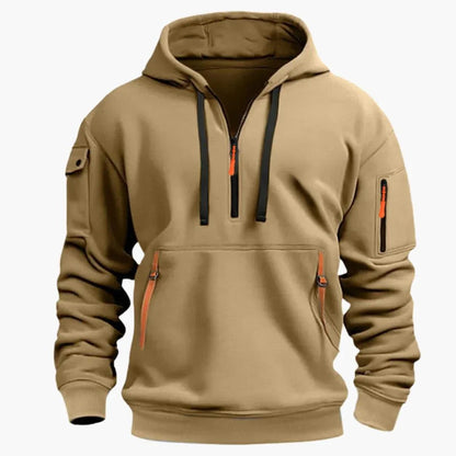 Men's Hoodie with Adjustable Hood and Zipper Pockets